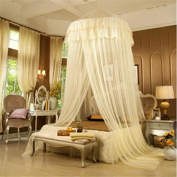 

Lace Curtain Elegant Round Dome Princess Fairy Wonderland Bed Canopy Netting Mosquito Nets Home Decal Princess Bed Nets