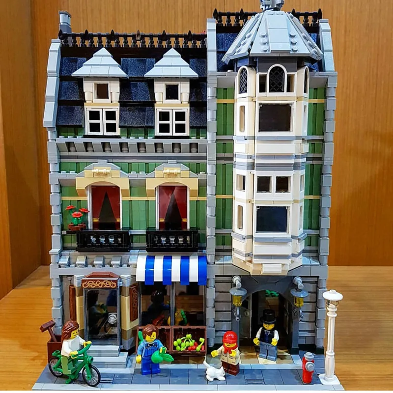2465 шт. MOC 15008 город улица вид зеленый бакалейщик модель 10185 строительные блоки