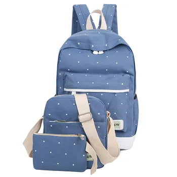 

3PCS/Set Bag High Quality Ladies School Bag Casual Canvas Women Backpack Girl Student Book Bag With Purse Laptop Best S