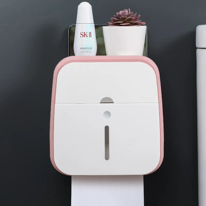 Pink ONEUP настенный держатель для туалетной бумаги, полка для дома, Водонепроницаемый Лоток Для Туалетной Бумаги, Диспенсер, коробка для хранения, аксессуары для ванной комнаты - Цвет: Pink