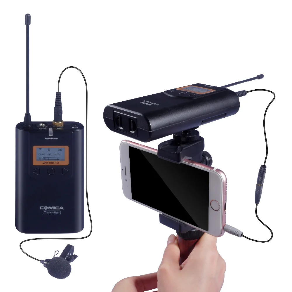 COMICA CVM-WM100 UHF 48 каналов и 100 м рабочее расстояние всенаправленные беспроводные ПЕТЛИЧНЫЕ микрофон для камеры смартфона