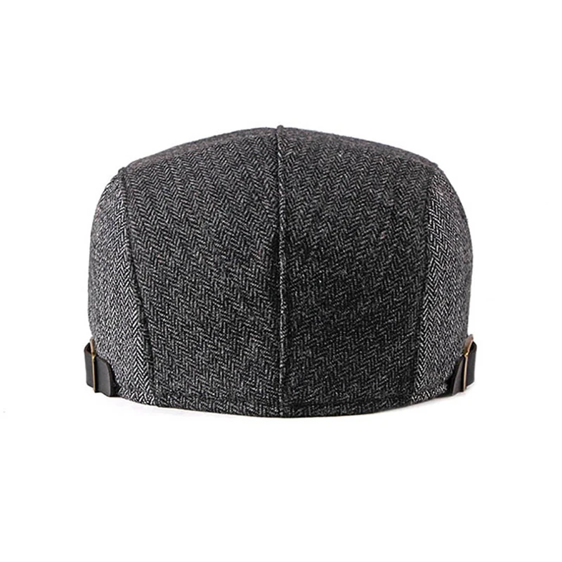 Beret Cap Women Men Vintage British Style Adjustable Sunshade Woolen Peaked Hat Outdoor Headwear Apparel Accessories
