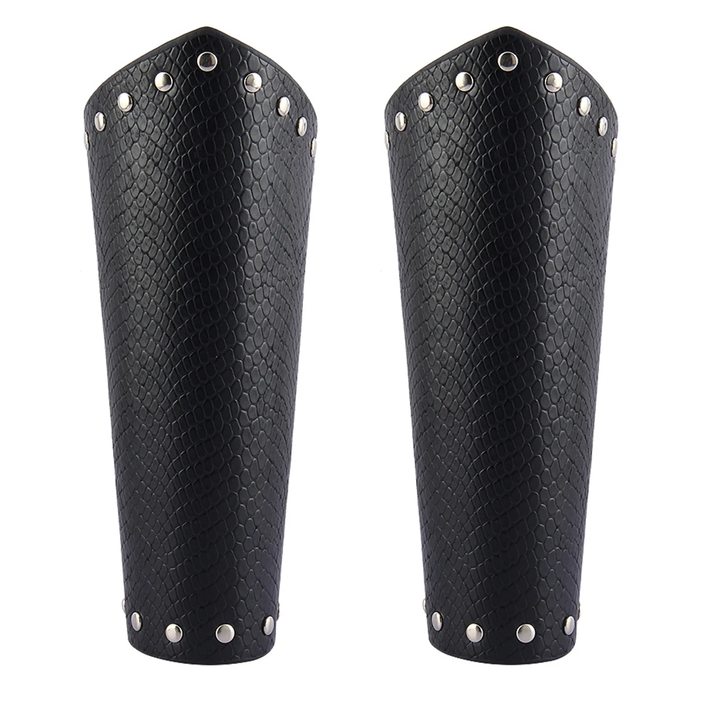 2 Piece Punk Rock Gothic Leather Wrist Bracer Guards Arm Protector Wristband 23.5 x 20cm