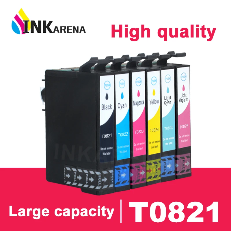 

INKARENA T0821-T0826 Full Ink Cartridge Compatibles for Epson TX650 TX659 700W 710W 800FW 810FW Artisan 635 725 730 835 837 1430