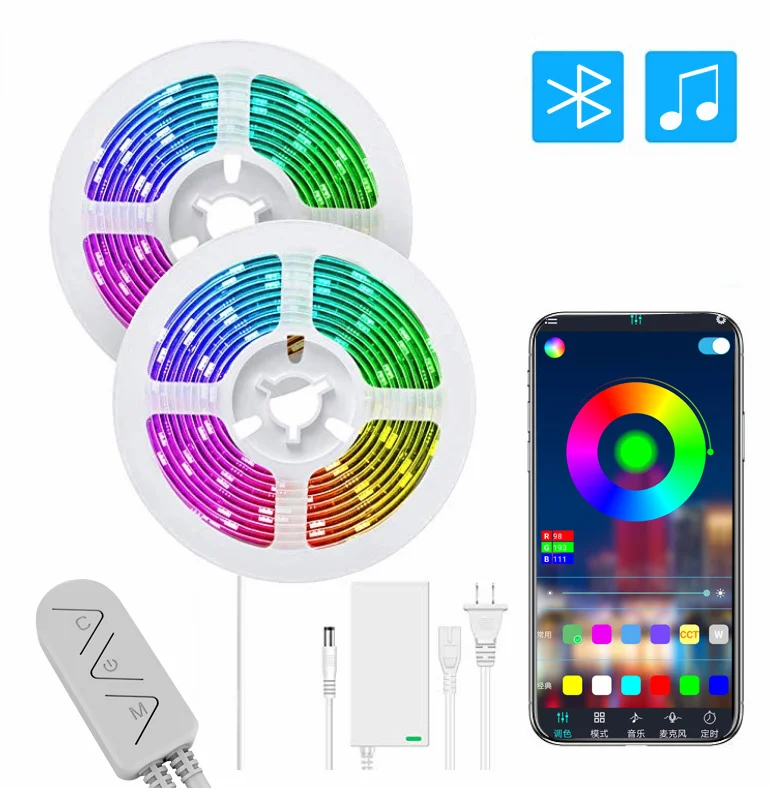 Многоцветный DHL,, 3 комплекта/партия компл./упак. DC12V 5050 Светодиодные ленты RGB 30 светодиодный s/М, 5 м с Bluetooth контроллер и 1.5A блок питания Светодиодные ленты набор - Цвет: Многоцветный