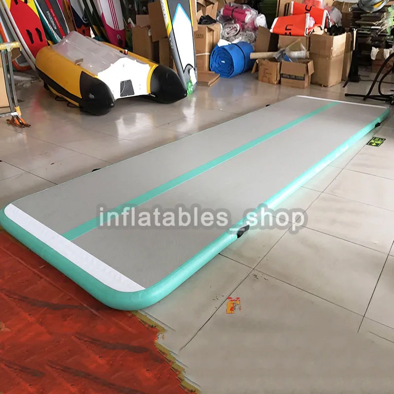 Воздушный трек акробатика коврик для занятий гимнастикой, надувные Airtrack коврики с электрический воздушный насос для дома Применение Чирлидинг Training - Цвет: mintgreen
