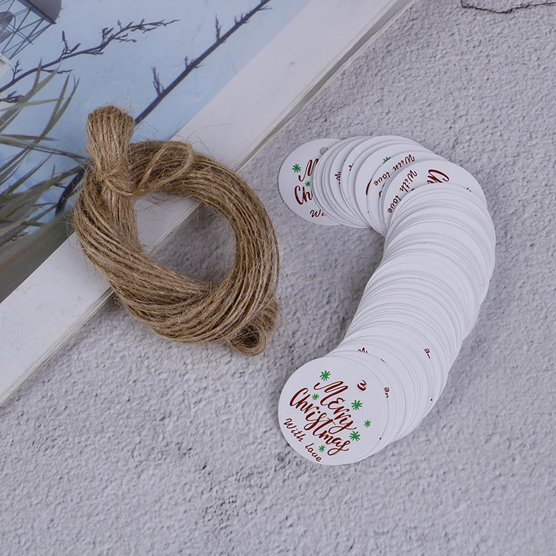 100PCS Christmas Gift Tags Kraft Paper Tag Label Xmas Gift For Party DIY Price Label Gift Box Hang Tag Garment Tags
