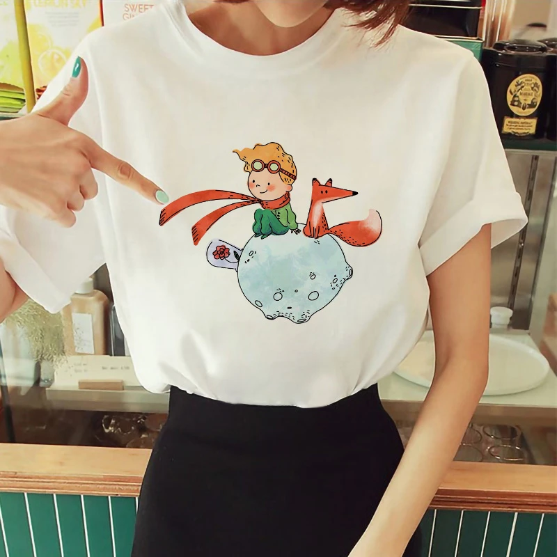 Camiseta estampado de Principito para mujer, camiseta de manga corta con cuello redondo, camiseta Harajuku Ulzzang para mujer, camiseta para mujer|Camisetas| - AliExpress