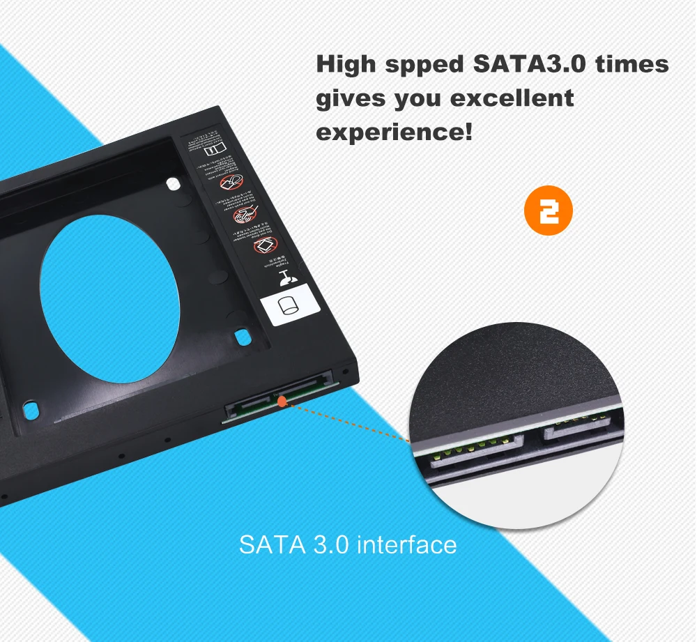 Universal Tishric All Plastic 2.5" 2nd Hdd Caddy 9.5mm SATA 3.0 Adapter DVD HDD Hard Disk Enclosure For Laptop DVD Optibay