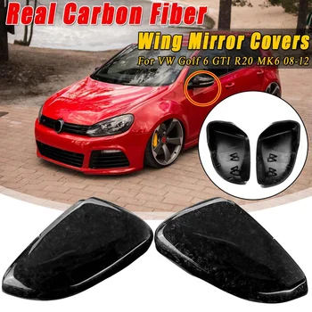 

2PCS Real Carbon Fibre Side Mirror Cover Caps For VW Golf 6 GTI R20 MK6 2008-2012 For Golf MK7 7.5 13-19 GTI TDI TSI R