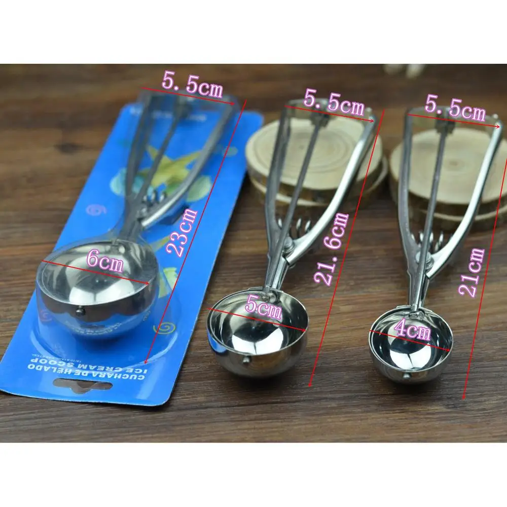 Kitchen Ice Cream Mash Potato Scoop Stainless Steel Spoon Spring Handle Kitchen Accessories 3 size for choose 27