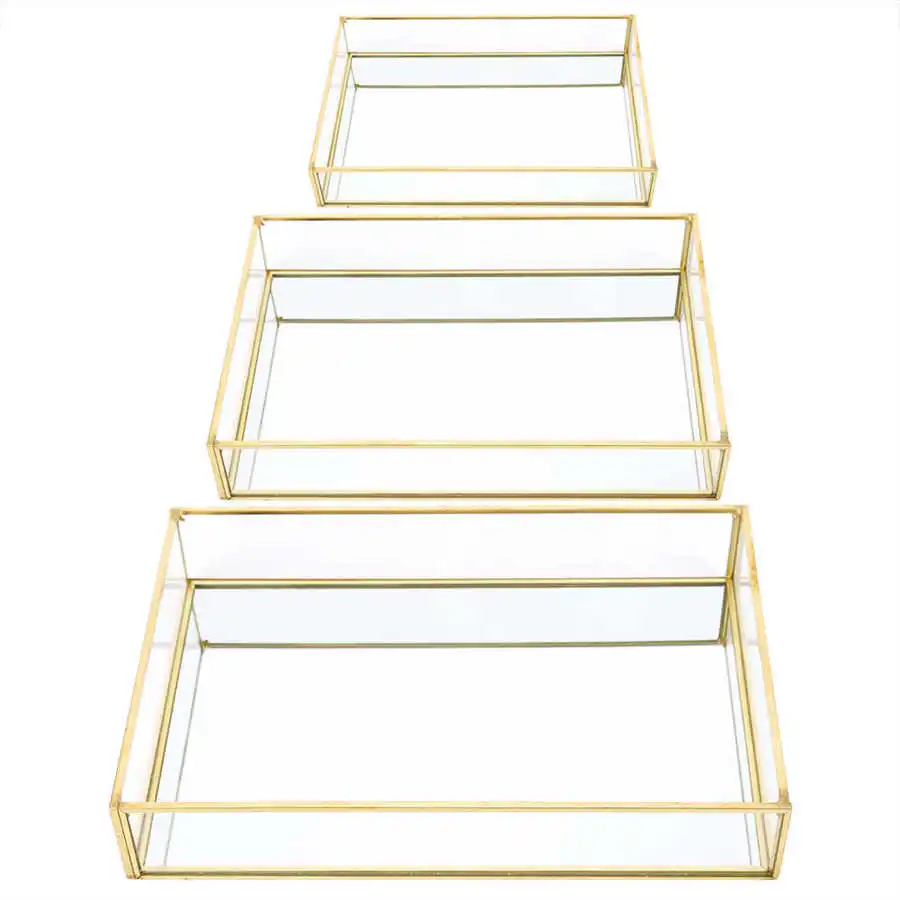Vintage Metal Storage Box Gold Tray Jewelry Cosmetics Display Decoration