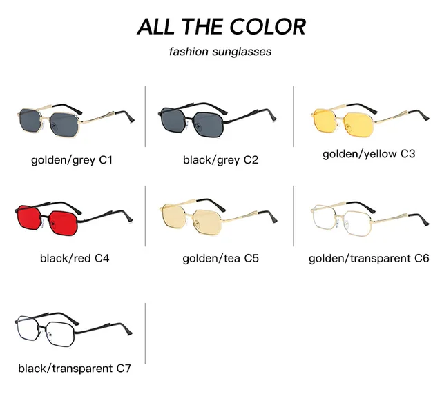 Narrow Rectangular Sunglasses For Men And Women Metal Frame_voghion.com
