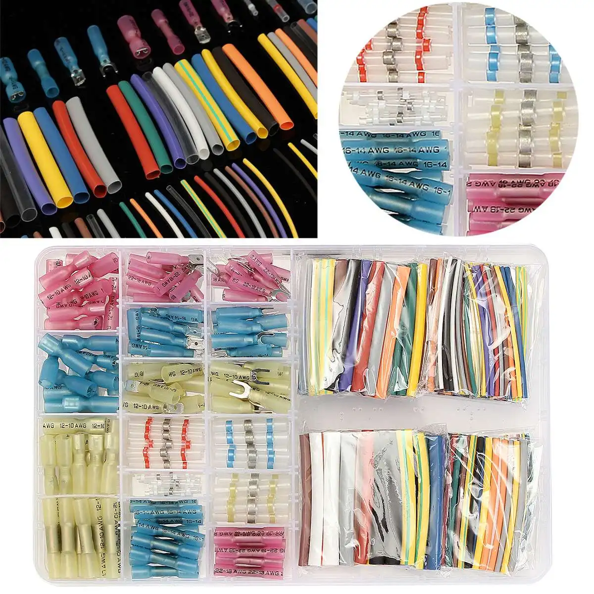 

150pcs Heat Shrink Terminals&144 PCS 2:1 Heat Shrink Tube Assorted Connectors Box