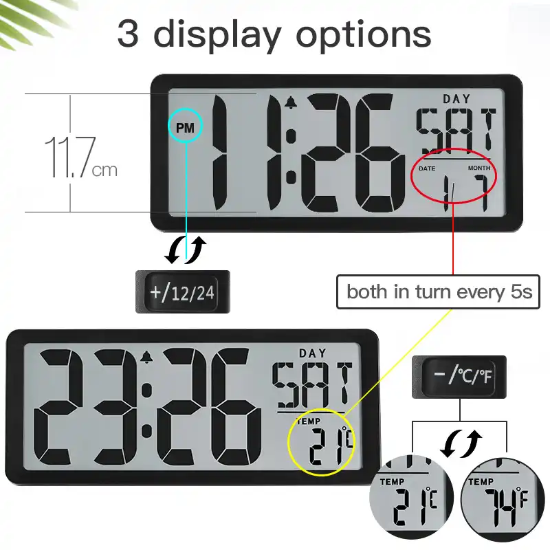 Txl Extra Large Vision Digital Wall Clock Jumbo Alarm Clock 13 8 Lcd Display Alarm Calendar Indoor Temperature Battery Powered Digital Alarm Clock Alarm Clockclock 13 Aliexpress