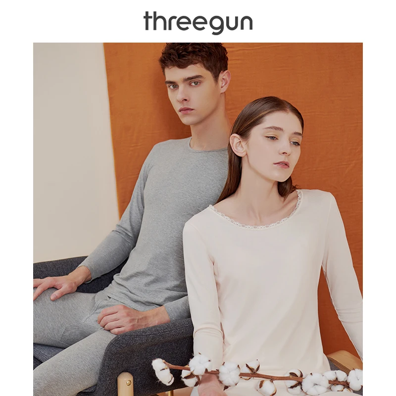 THREEGUN кальсоны для мужчин и женщин термобелье набор хлопок сплошной пара зимнее нижнее белье легкий термо нижнее белье одежда