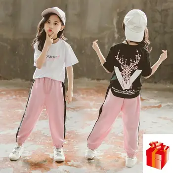 

Fashion Summer Baby Teen Girls Clothing Sets Cotton Cartoon Short Sleeve Blouses + Pants 2 Pcs Suit Child Kids Clothes Outfits