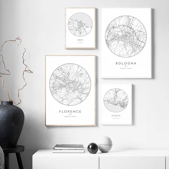 

Florence Italy Bari Bologna Genoa city map Poster Canvas Art Print Wall Pictures for Living Room No Frame