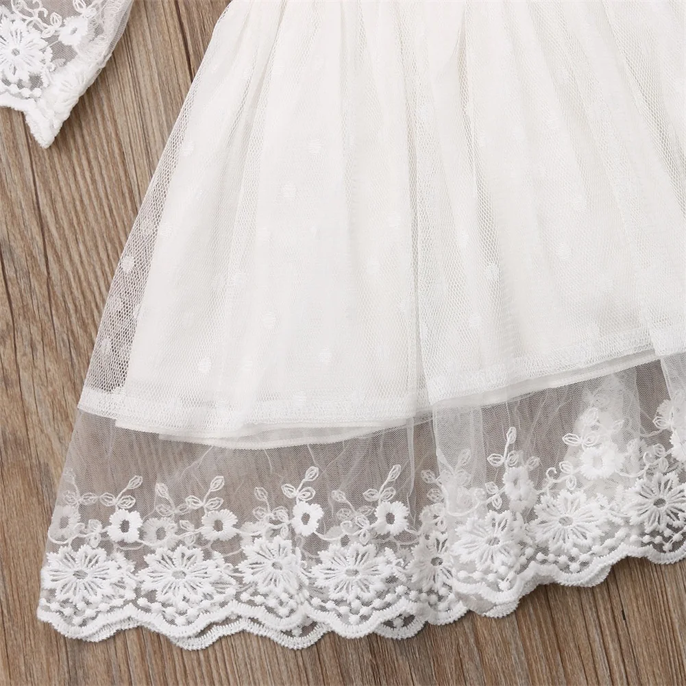Dress for Girls Toddler Kids Girls Pretty White Lace Mesh Christening Baptism Party Wedding Princess Dress 1-6Y