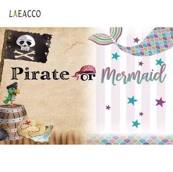 

Laeacco Mermaid or pirate Background Children birthday Party Celebration Photography Customizable Backdrop For Photo Studio