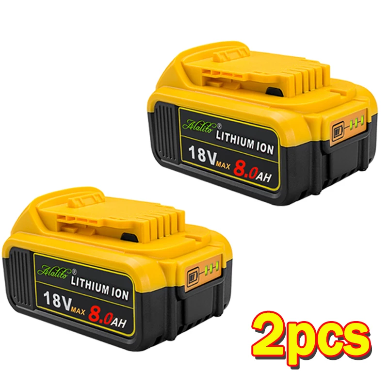 2 шт. 18 в 8.0Ah Макс XR Батарея електричюеского инструмента Замена для DeWalt DCB184 DCB181 DCB182