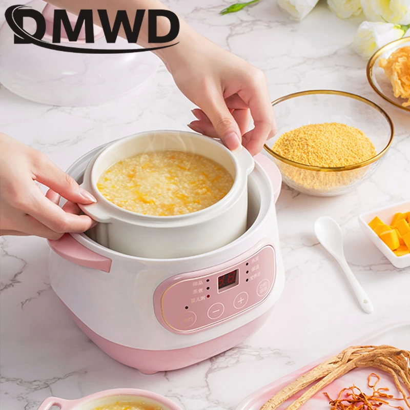 Dmwd Electric Slow Cooker Food Steamer Ceramic Pot Multifunction