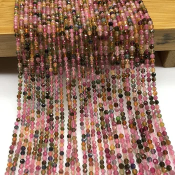 

Natural Crystal Colorful Tourmaline Round Beads Faceted Loose Beads DIY Handmade Bracelet Necklace Jewelry Accessories