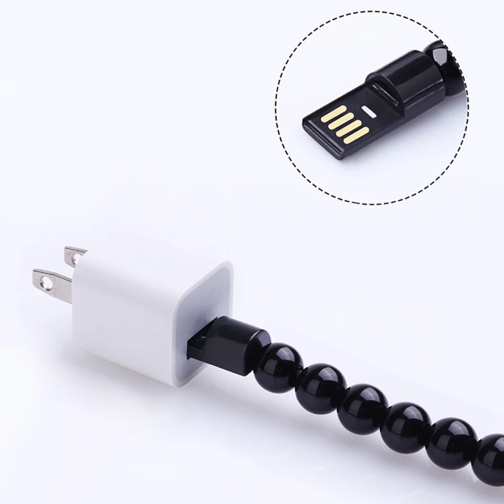 Носимый USB кабель синхронизации данных и зарядки для Iphone Xs Max браслет бисер USB зарядное устройство для IPhone мобильных телефонов