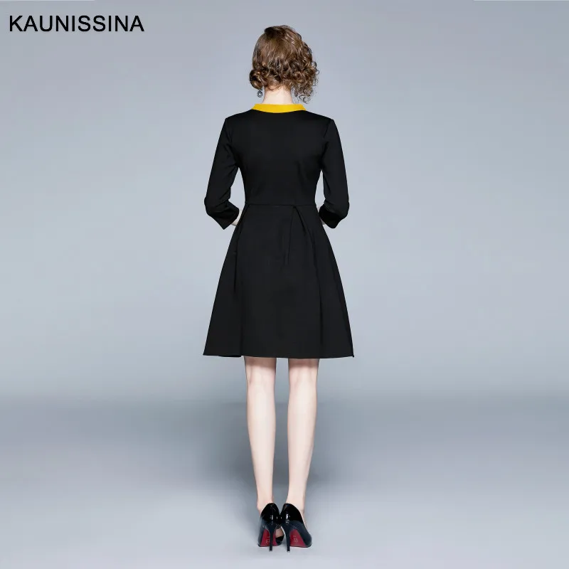 KAUNISSINA/женское винтажное платье с вышивкой, а-силуэт, коктейльные платья, элегантные вечерние платья с бантом, весна-осень, высокое качество, Vestido