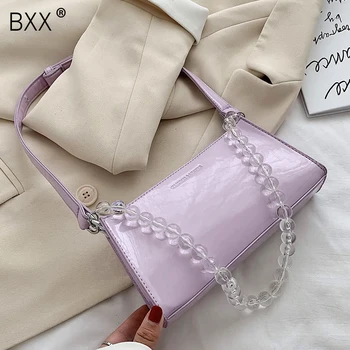 

[BXX] Patent Leather PU Leather Shoulder Bags For Women 2020 Solid Color Lady Handbags and Purses Female Travel Handbag HM306