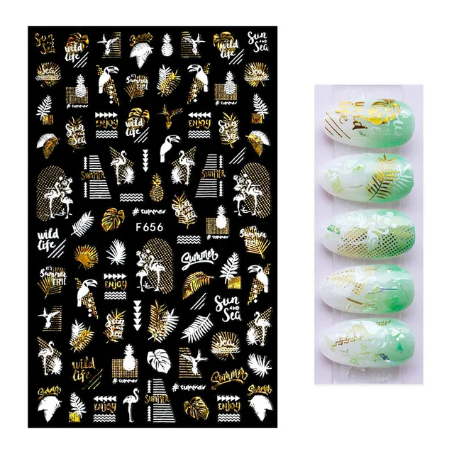 3D Nail Stickers Leaves Butterfly Panda Love Heart Design Stickers For Nails Manicure Foil Nail Art Decor pegatinas para uñas A140100