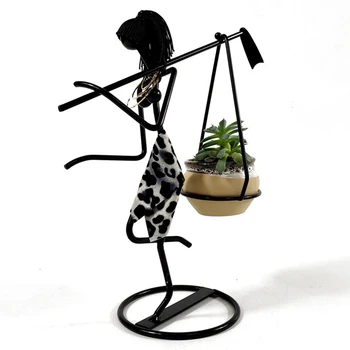 

Home Decor Bonsai Office Plant Nursery Cacti Balcony Exotic Girl Desktop Flower Pot Iron Stand Bedside For Succulent Portable