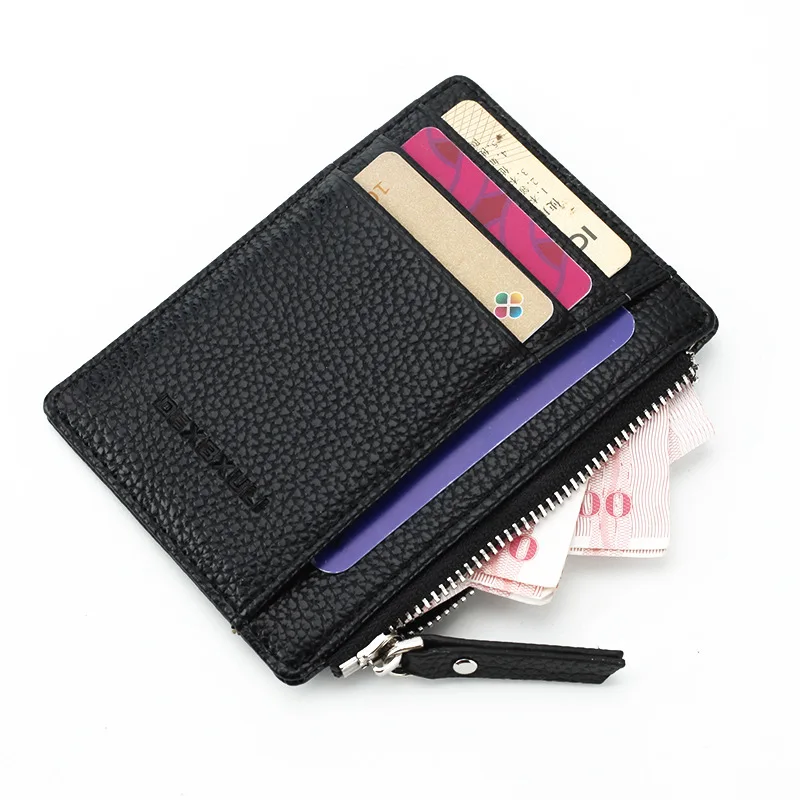 Новые модные женские Анти RFID Блокировка Мужской кредитный держатель для карт кожаный маленький кошелек ID Bank чехол для карт металлический защитный кошелек - Цвет: 911 small black