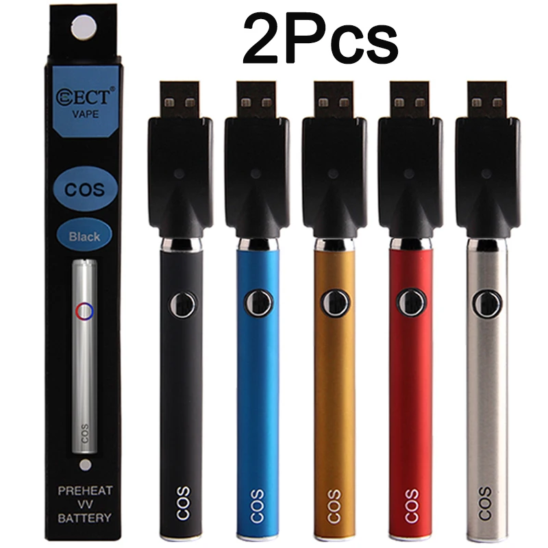2 шт. ECT Cos CBD батарея 450 мАч Подогрев Vape ручка 510 нить электронная сигарета Usb