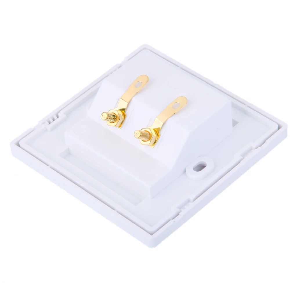 Gold Plated 2 Binding Post Banana Jack White Wall Face Plate Surround Sound