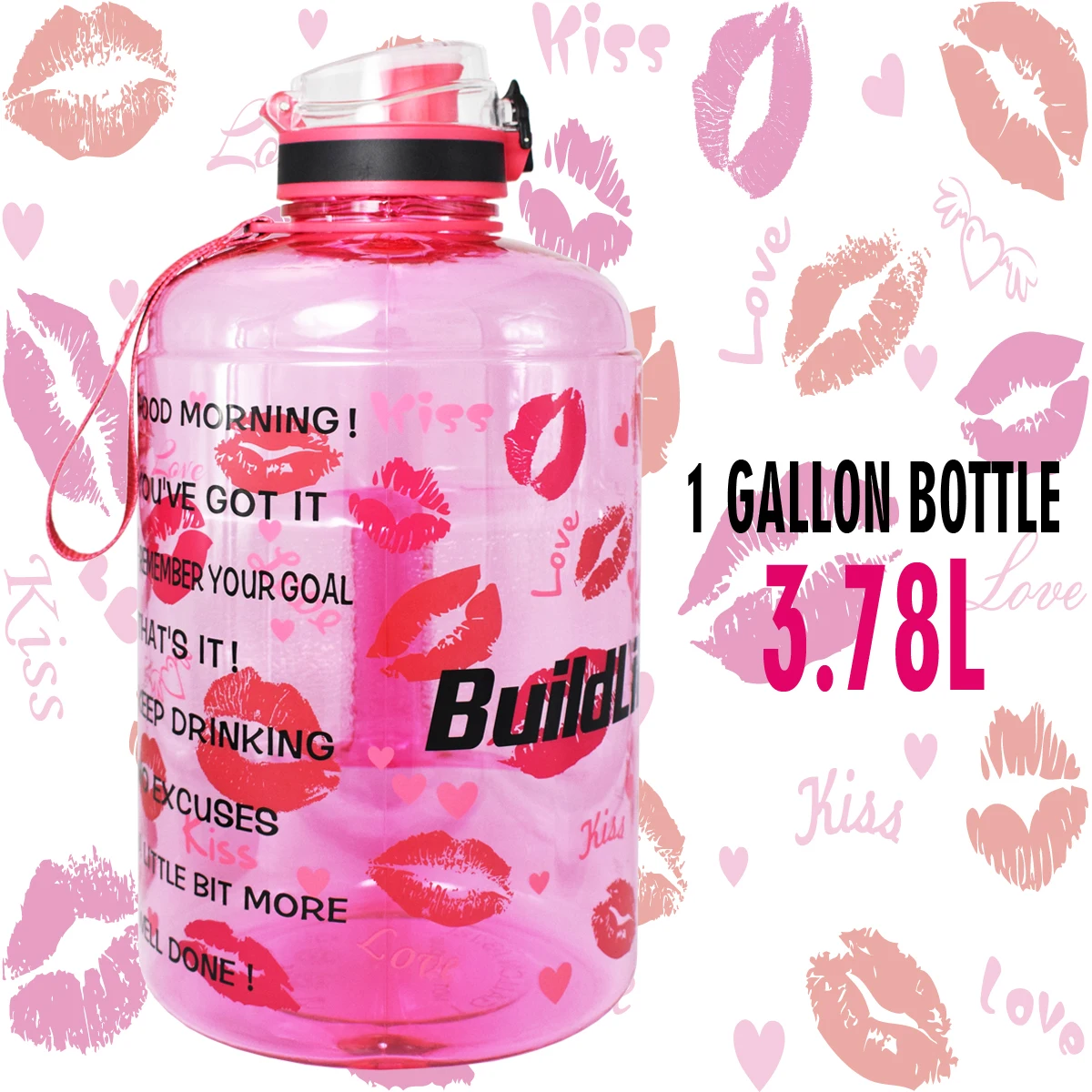 Lips BuildLife 1.3L 2.2L 3.78L бутылка для воды с блокировкой флип-флоп крышкой спортивный тренажерный зал бутылки Фитнес Спорт BPA бесплатно большой емкости кувшин - Цвет: Lips