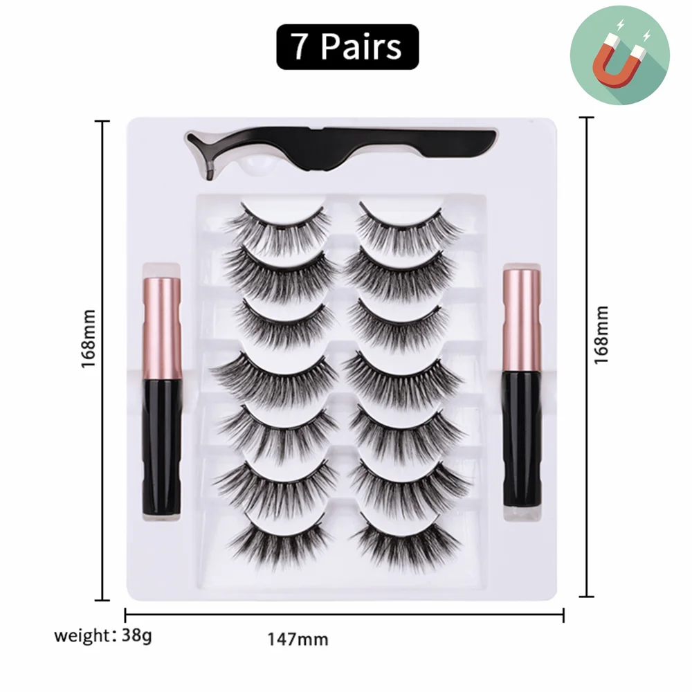 

Magnetic Eyelashes and Magnetic Eyeliner Kit 7 Pairs of Different Styles Reusable 3D Magnetic Eyelashes