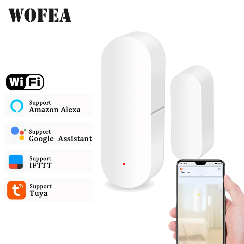 Wofea Door/Window Detector WiFi App Notification Alerts Battery Operated Home Security Sensor tuya support alexa google home