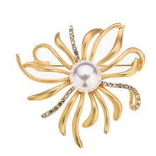 Золотой солнце жемчуг высшего класса корейский стиль брошь женский корсаж Женские аксессуары шарф Пряжка Брошь