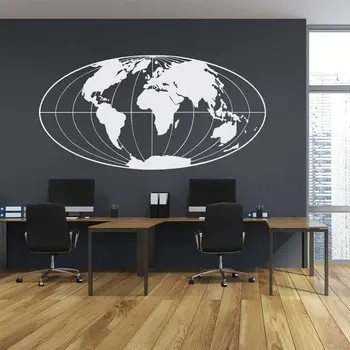 

Modern World Map Wall Sticker Vinyl Home Decor Living Room Bedroom Office Travel Agency Decals Removable Interior Murals A351