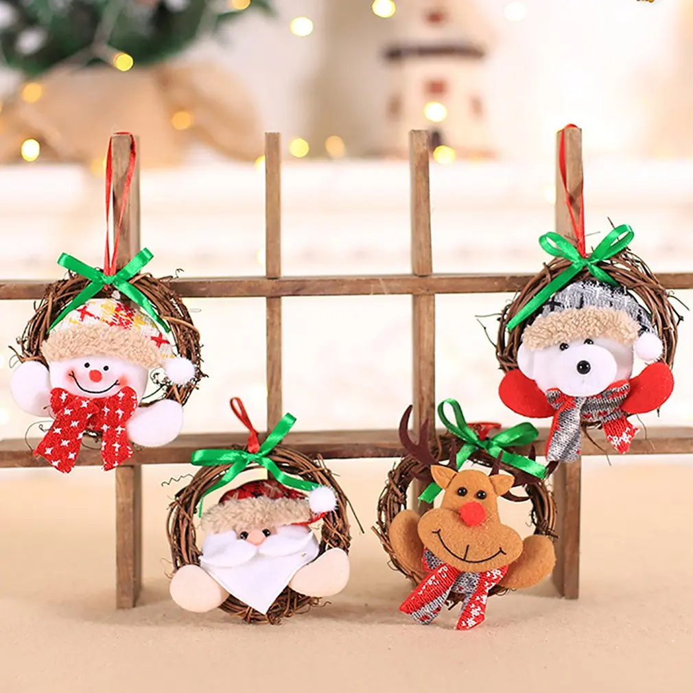Christmas Ornaments Christmas Snowman Old Wreath Decorations Little Figurine Rattan Circle Christmas Decoration Props
