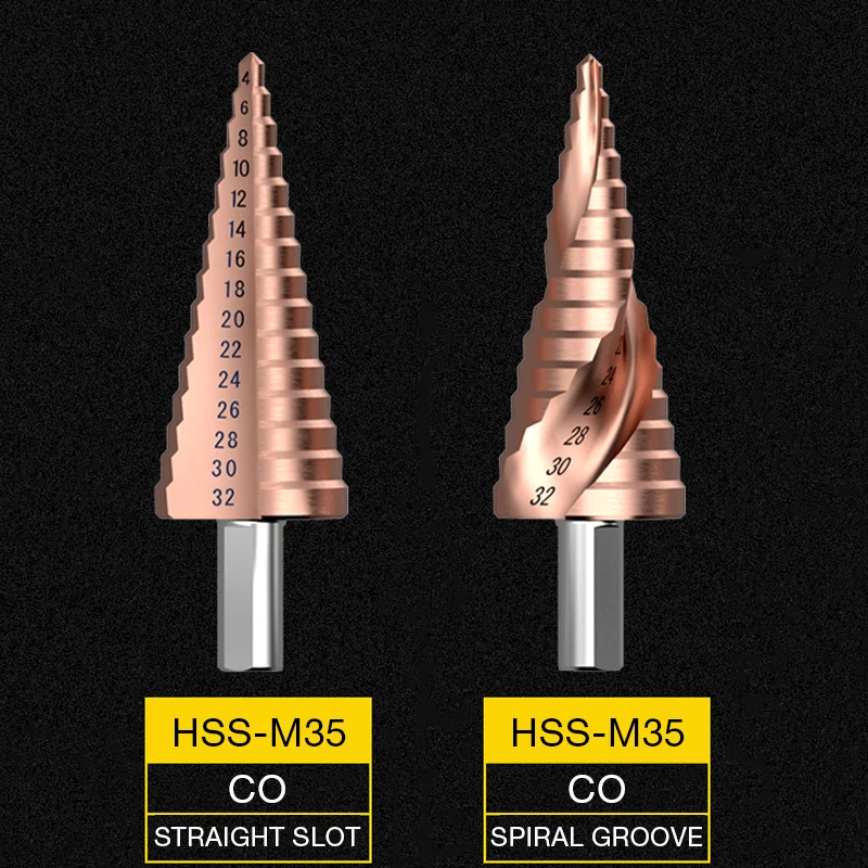 M35 кобальтовое ступенчатое сверло 4-12/4-20/4-32 мм высокоскоростные стальные сверла спиральный паз треугольный хвостовик для нержавеющей стали