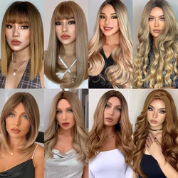Element All Kinds Of Blonde Brown Women's Wig With Bangs Long Wave Straight Wigs For Women Natural Fashion Lady Designer Hair