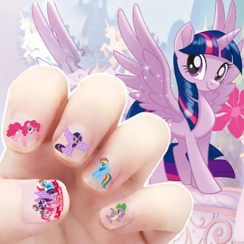 My Little Pony Unicorn Nail Sticker Children Baby Kids Makeup Toy Princess Elsa Anna Sofia Snow White Mickey Minnie Sticker Gift