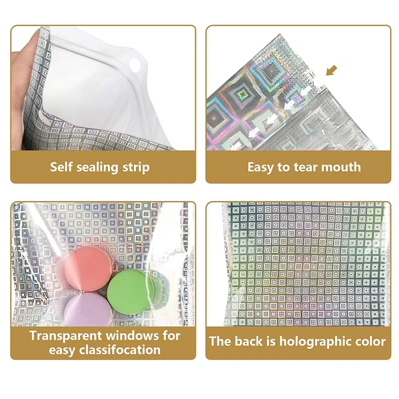 1000 Teile/los Platz Holographische Tasche Wiederverwendbare Geruch Proof Aluminium Folie Süßigkeiten Cookie Lebensmittel Snack Kunststoff Zip-Lock Verpackung Taschen – Detail 4