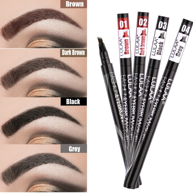 

Four Colors Eyebrow Pencil Four-claw Eye Brow Tint Makeup Waterproof Natural Eyebrow Pen Brown Black Grey Brush Cosmetics