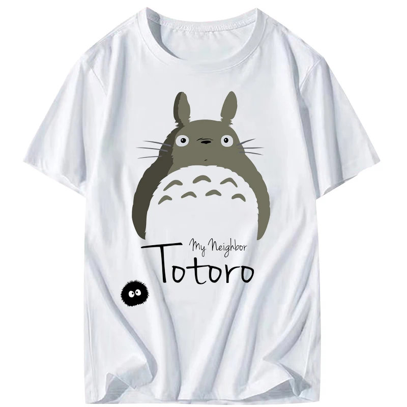 t-shirt men Singing Men's T-Shirt Neighbor Totoro in the Rain Top Japanese Anime Teen Black Clothing Cotton | Мужская одежда