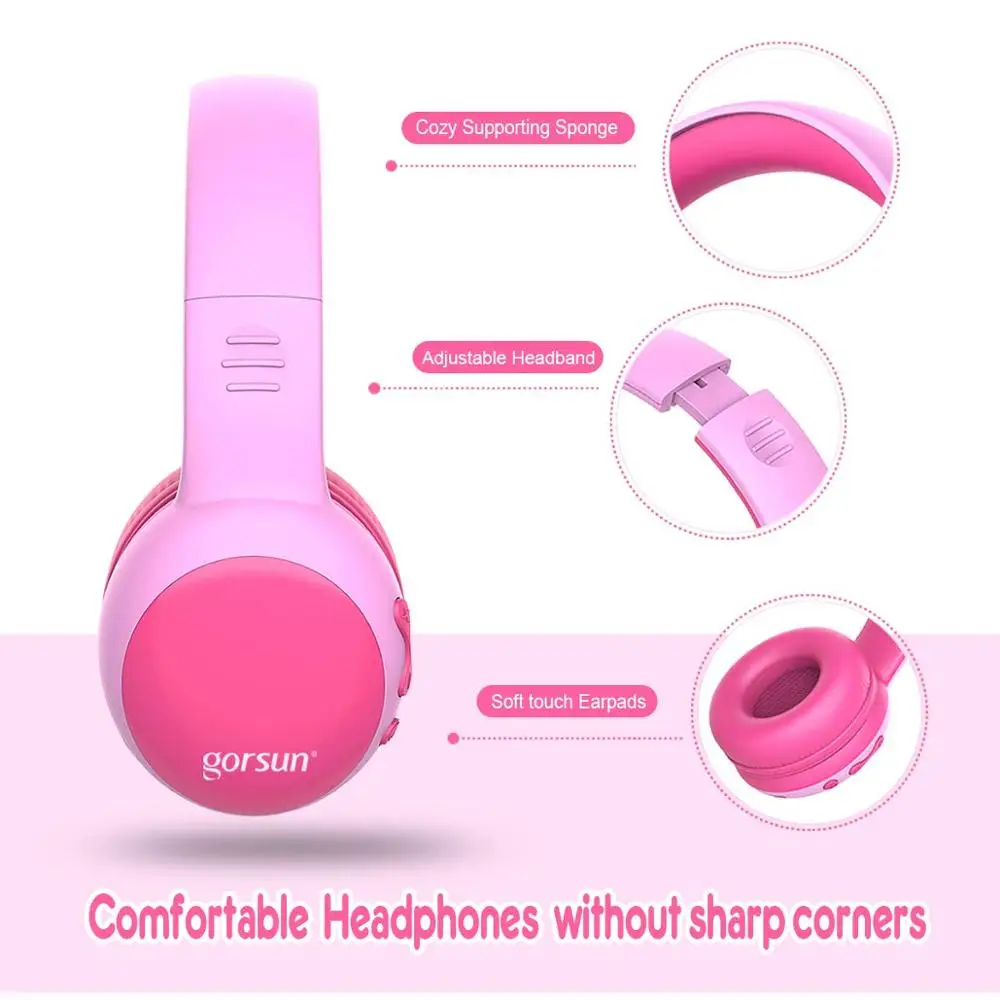 gorsun Bluetooth Kids Headphones with 85dB Limited Volume Wireless Bluetooth Headphones Foldable Stereo Over Ear Kids headsets
