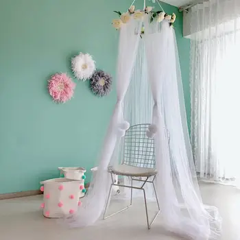 

Nordic Mosquito Net Rose Flower Ring Kids Bed Canopy Hanging Tent Room Decor Insect Net Netting Dome Polyester Bed Tent