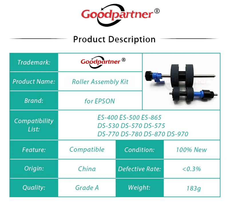 Kit de Montagem do Rolo para Epson 1x B12b819031 Es400 Es500 Es865 Ds-530 Ds-570 Ds-575 Ds770 Ds-780 Ds970 Ds-970 Ff680w - Imagem 5
